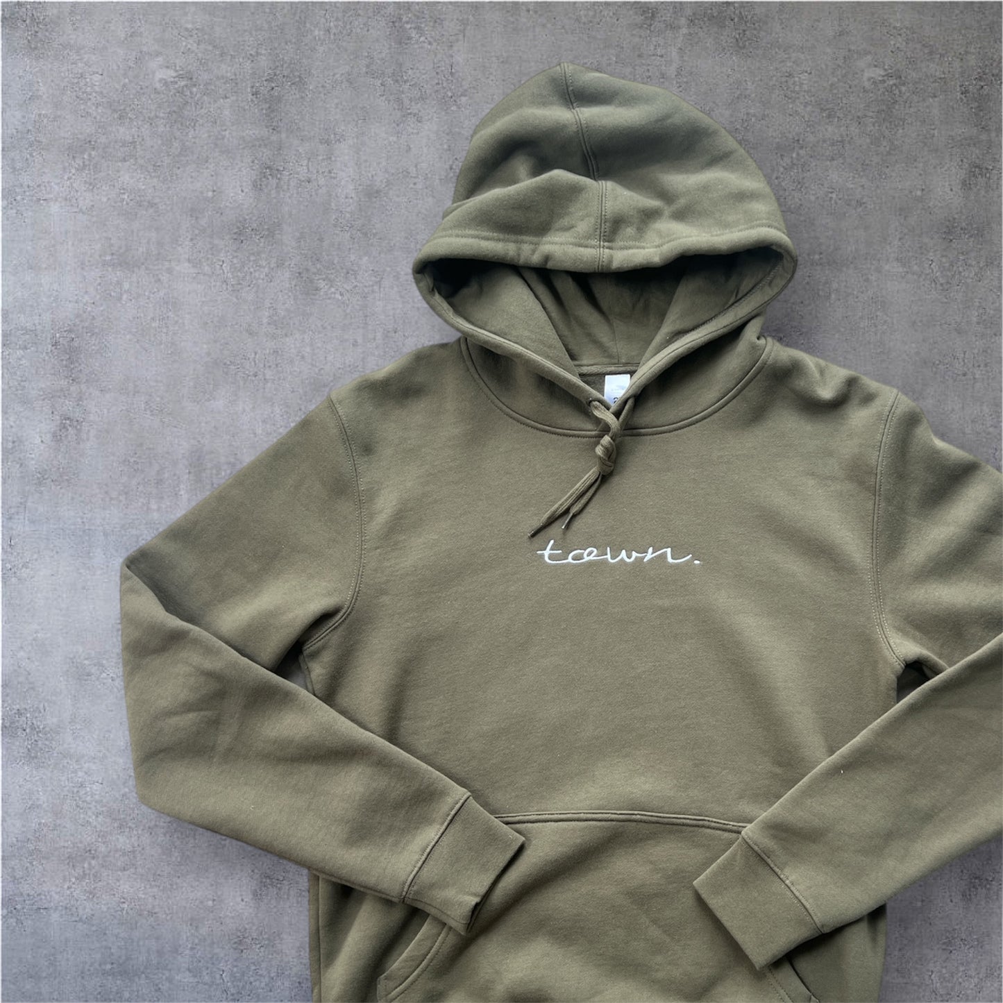 town. Army Green Hoodie