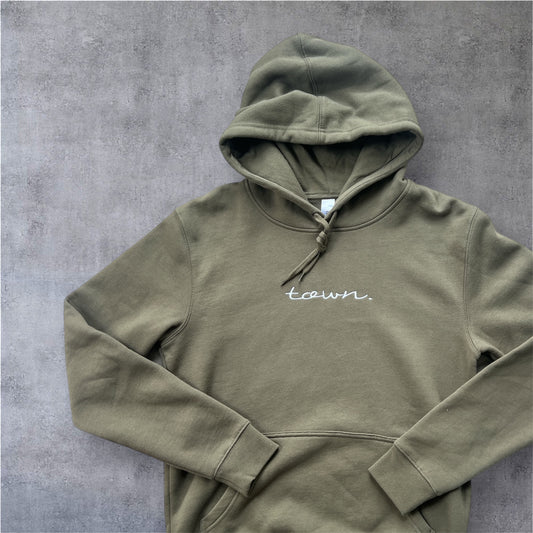 town. Army Green Hoodie