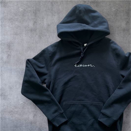 town. Navy Hoodie