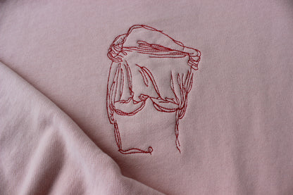 Premium Female Pale Pink Embroidered "Provocative" Crewneck Jumper